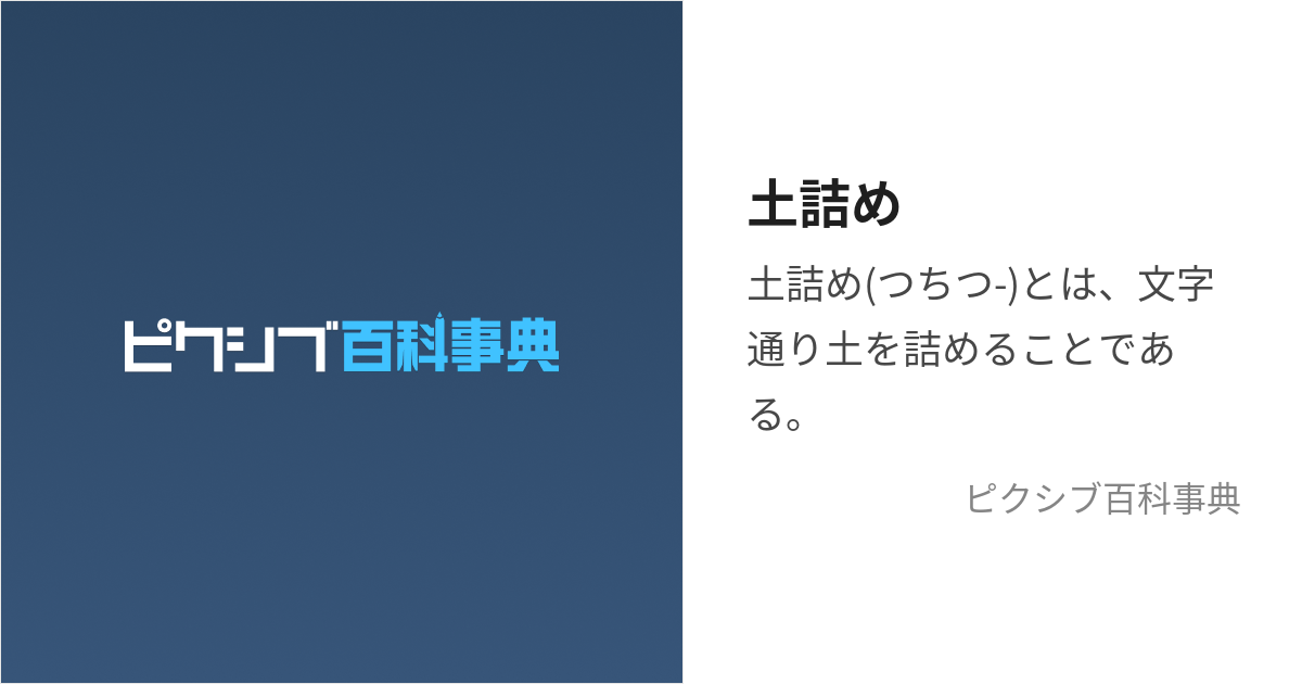 土詰め (つちつめ)とは【ピクシブ百科事典】