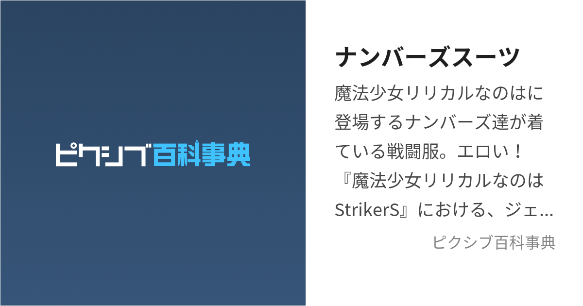 ナンバーズスーツ (なんばーずすーつ)とは【ピクシブ百科事典】