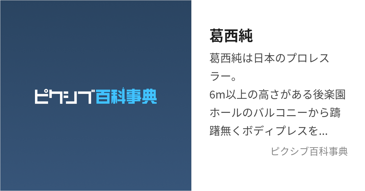 葛西純 (かさいじゅん)とは【ピクシブ百科事典】