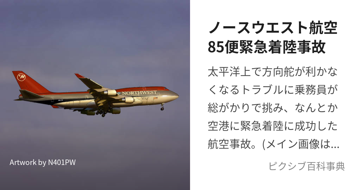 ノースウエスト航空85便緊急着陸事故 (のーすうえすとこうくうはちじゅうごびんきんきゅうちゃくりくじこ)とは【ピクシブ百科事典】